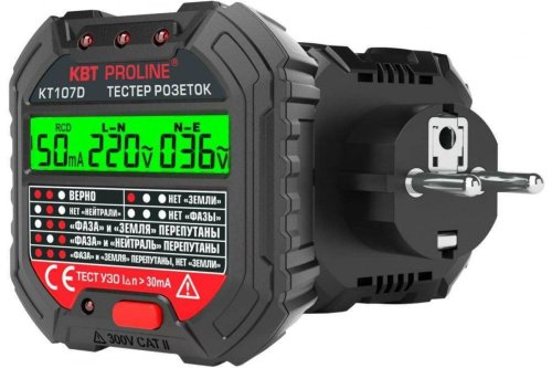 Тестер розеток с УЗО КВТ КТ 107D PROLINE 86321  картинка